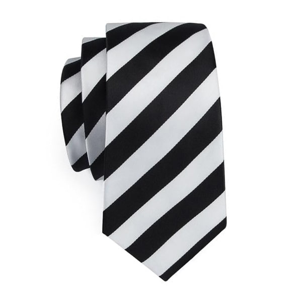 Circinae Men’s Black & White Striped Silk Tie – Elegant & Timeless Design