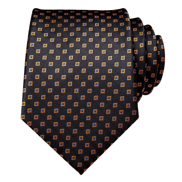Circinae Men’s Black & Gold Modern Polka Dot Silk Tie – Sophisticated & Contemporary Design