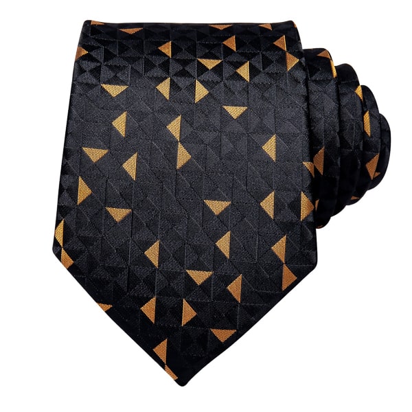 Circinae Men’s Black & Gold Pyramid Silk Tie – Bold & Modern Geometric Design