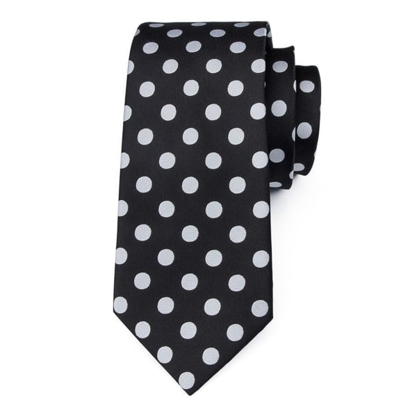 Circinae Men’s Black & White Polka Dot Silk Tie – Stylish & Sophisticated Design