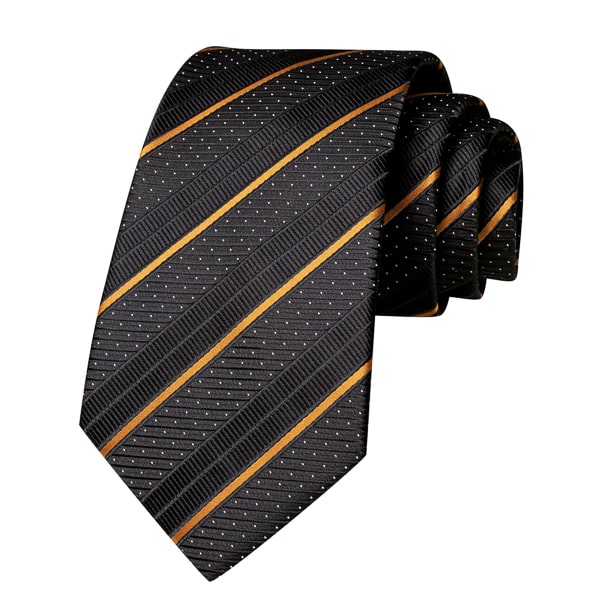 Circinae Men’s Carbon Black & Gold Striped Silk Tie – Sleek & Elegant Design