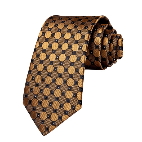 Circinae Men’s Gold & Black Octagon Silk Tie – Stylish & Modern Design
