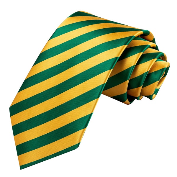 Circinae Men’s Green, Yellow & Gold Striped Silk Tie – Elegant & Vibrant Design