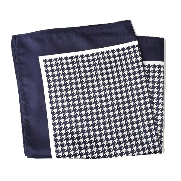Circinae Men’s Navy Blue Houndstooth Pocket Square – Stylish & Sophisticated Accessory