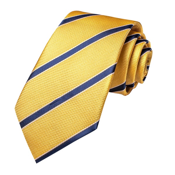 Circinae Men’s Yellow & Blue Striped Silk Tie – Bold & Stylish Design