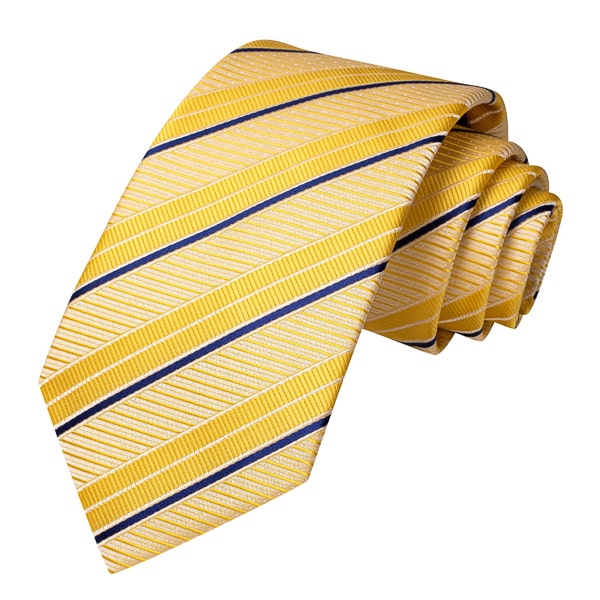 Circinae Men’s Yellow, Gold & Blue Striped Silk Tie – Elegant & Vibrant Design